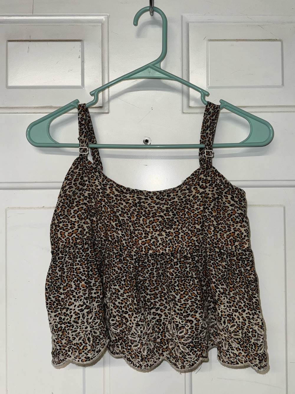 Leopard Print Scallop Hem Camisole Tank Top